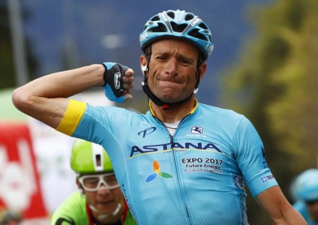 Thumbnail Credit (cycling.today): Scarponi, who was awarded 2011 Giro dItalia victory when Alberto Contador was stripped of the title, won last weeks opening stage of the Tour of the Alps, and was slated to lead Astana at the 2017 Giro.