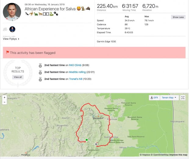 chris froome strava ride south africa