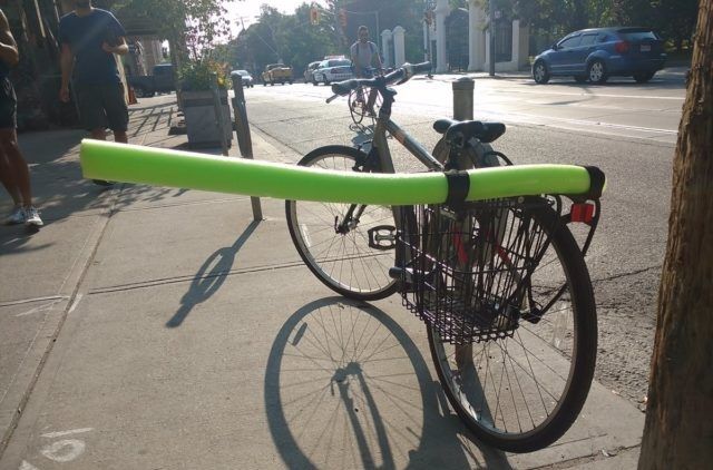 Cyclist pool noodle