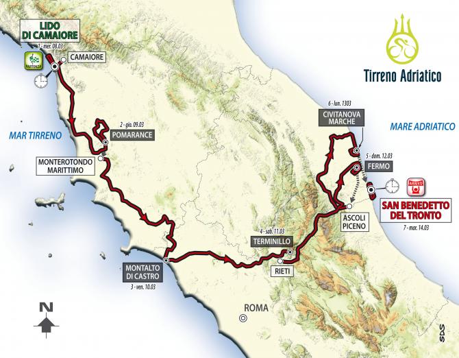 Tirreno Adriatico 2017 route 2