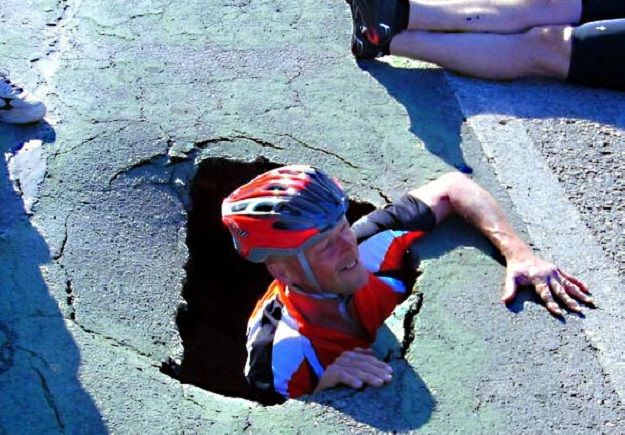 cyclist pothole