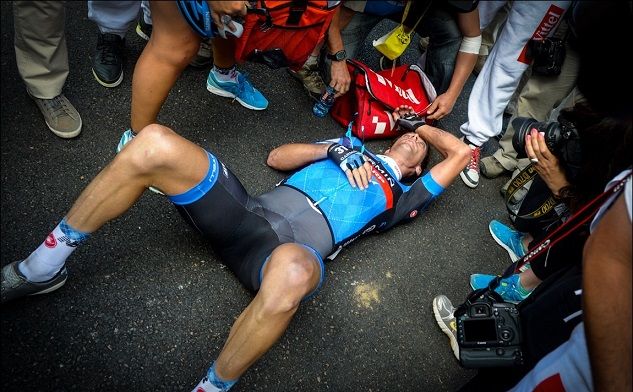 exhausted cyclist