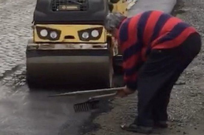 protest cobbled road