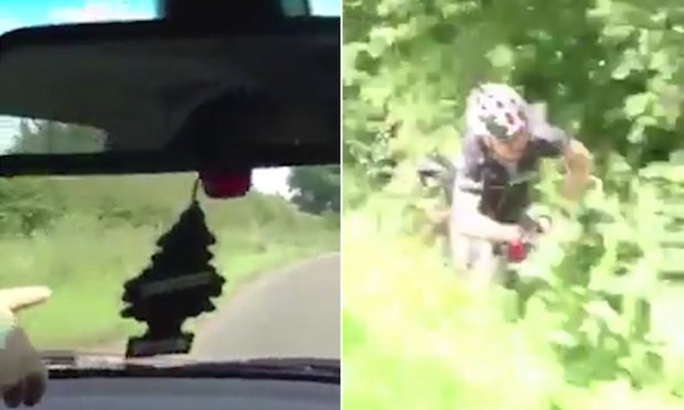 cyclist pushed from passing car
