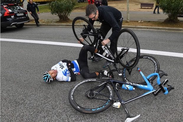 Egan Bernal crash Volta a Catalunya