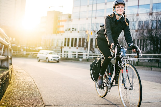 woman riding bike