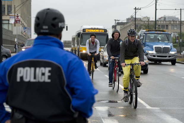 police stops e-bike rider