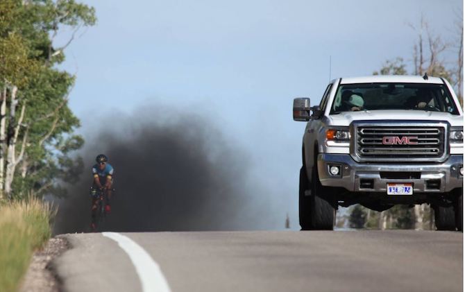 truck driver blowing exhaust at cyclist goes viral