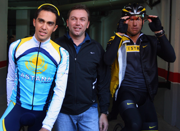 Alberto Contador Johan Bruyneel Lance Armstrong