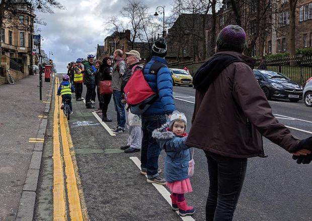 people protected bike lane glasgow