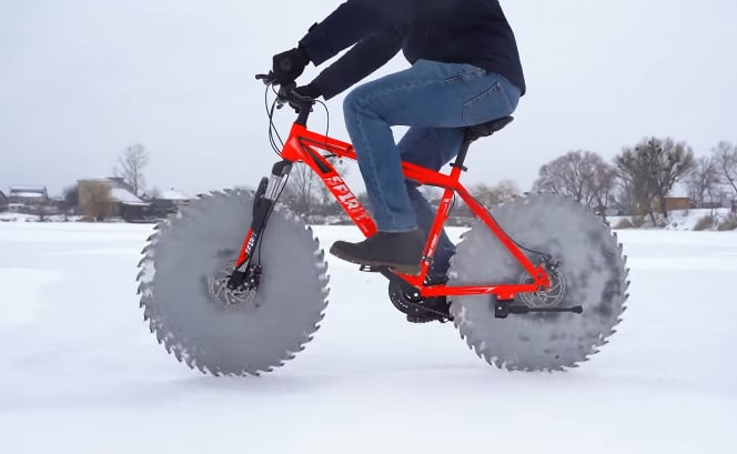 Watch: The “custom” ice bike with sawmill blades | Cycling Today Official